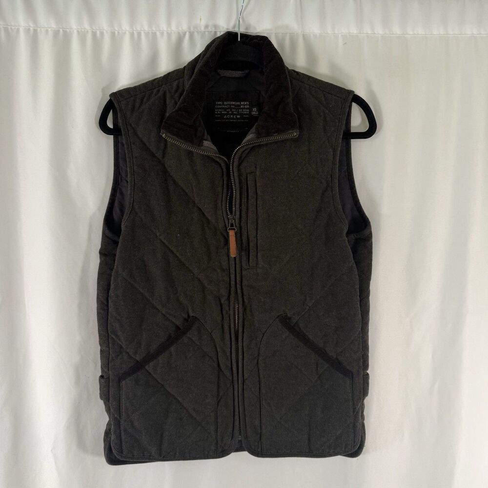 J. Crew Sussex Vest Men's XS Dark Grey Quilted Full Zip 100% Cotton Pockets